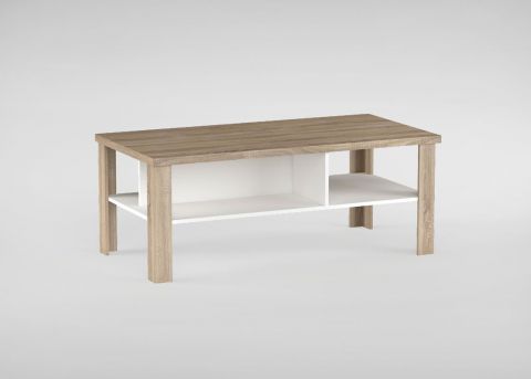 Table basse Madryn 03, couleur : chêne sonoma / blanc brillant - 120 x 60 x 50 cm (L x P x H)