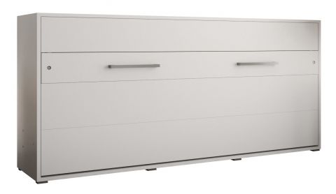 Lit armoire Namsan 01 horizontal, Couleur : Blanc mat / Blanc brillant - Couchage : 90 x 200 cm (l x L)