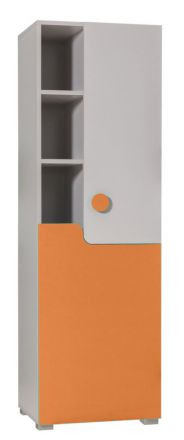 Chambre des jeunes - Commode Harald 09, couleur : blanc / orange - 159 x 50 x 40 cm (h x l x p)