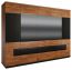 Armoire à portes battantes / armoire "Postira" 39, couleur : noyer / noir, partiellement massif - Dimensions : 210 x 285 x 62 cm (H x L x P)