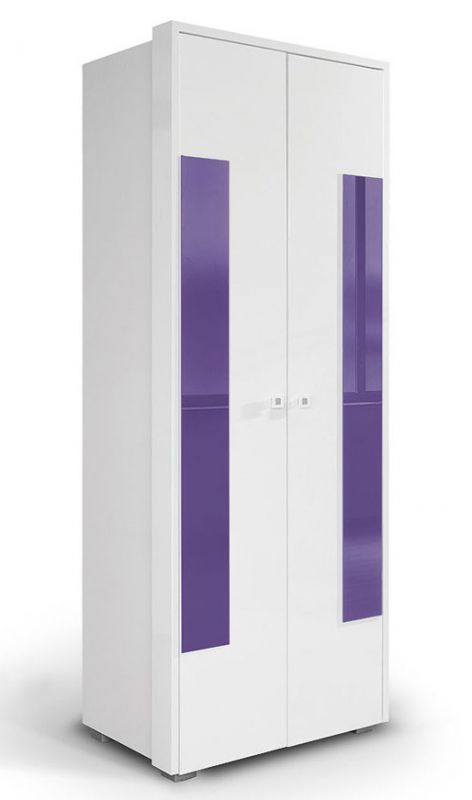 Chambre des jeunes - Armoire à portes battantes / Armoire Gabriel 16, couleur : blanc / violet - 220 x 85 x 54 cm (h x l x p)