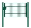 Portail en treillis métallique à 1 battant, largeur de passage : 134 cm, largeur totale avec poteaux : 146 cm, Finition: Revêtement vert, Hauteur: 83 cm