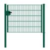 Portail en treillis métallique à 1 battant, largeur de passage : 134 cm, largeur totale avec poteaux : 146 cm, Finition: Revêtement vert, Hauteur: 103 cm