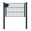 Portail en treillis métallique à 1 vantail, Largeur libre: 95 cm, Largeur totale, poteaux compris: 107 cm, Finition: Revêtement anthracite, Hauteur: 63 cm