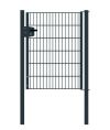 Portail en treillis métallique à 1 vantail, Largeur libre: 95 cm, Largeur totale, poteaux compris: 107 cm, Finition: Revêtement anthracite, Hauteur: 123 cm