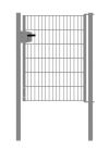 Portail en treillis métallique à 1 vantail, Largeur libre: 95 cm, Largeur totale, poteaux compris: 107 cm, Finition: Galvanisé, Hauteur: 123 cm