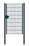 Portail en treillis métallique à 1 vantail, Largeur libre: 95 cm, Largeur totale, poteaux compris: 107 cm, Finition: Revêtement anthracite, Hauteur: 163 cm