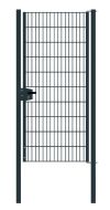 Portail en treillis métallique à 1 vantail, Largeur libre: 95 cm, Largeur totale, poteaux compris: 107 cm, Finition: Revêtement anthracite, Hauteur: 203 cm