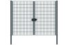 Portail à double battant en treillis métallique, largeur de passage: 264 cm, largeur totale avec poteaux: 276 cm, Finition: revêtement anthracite, Hauteur: 203 cm, Poids: 72,82 kg