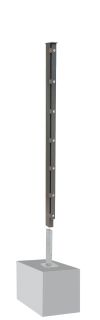 Poteau de clôture mod. A, Finition:  Revêtement anthracite, Pour hauteur de clôture: 63 cm, Longueur: 68,5 cm, Points de fixation: 4