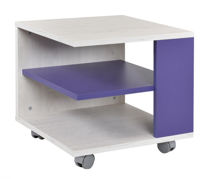 Chambre d'enfants - table basse Luis 09, couleur : chêne blanc / violet - 45 x 45 x 43 cm (L x P x H)
