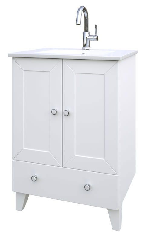 Meuble lavabo Dindigul 25, couleur : blanc mat - 85 x 62 x 47 cm (H x L x P)