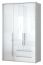 Armoire à portes battantes / armoire avec cadre Siumu 27, Couleur : Blanc / Blanc brillant - 226 x 142 x 60 cm (H x L x P)
