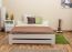 Lit futon / lit en bois de pin massif laqué blanc A9, sommier à lattes inclus - dimension 140 x 200 cm