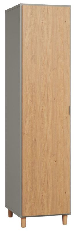 Armoire à portes battantes / armoire Nanez 34, couleur : gris / chêne - Dimensions : 195 x 47 x 57 cm (H x L x P)