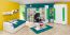 Chambre des jeunes - armoire à portes battantes / armoire Gabriel 15, couleur : blanc / vert - 220 x 45 x 54 cm (h x l x p)