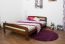 lit d'enfant / lit de jeunesse en bois de pin massif, couleur noyer massif A6, avec sommier à lattes - Dimensions 140 x 200 cm