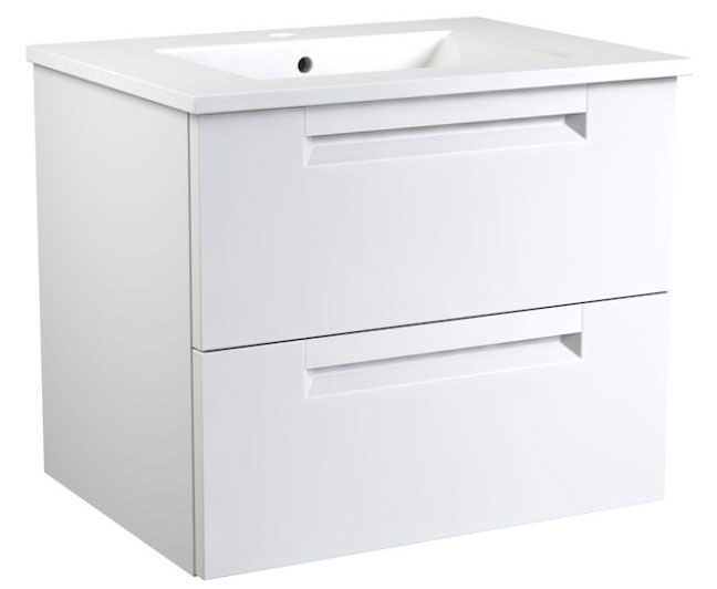 Meuble lavabo Purina 13, couleur : blanc mat - 50 x 61 x 39 cm (h x l x p)