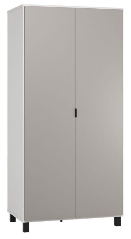 Armoire à portes battantes / armoire Pantanoso 13, couleur : blanc / gris - Dimensions : 195 x 93 x 57 cm (H x L x P)