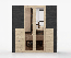 Armoire penderie 2 m à portes battantes | 4 portes, 14 compartiments | Apuseni 01 | Artisan/pin | 208 x 200 x 65 cm | Grand espace de rangement