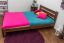 Lit d'enfant / lit de jeunesse en bois de pin massif, couleur noyer A24, avec sommier à lattes - Dimensions 140 x 200 cm 