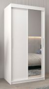 Armoire à portes coulissantes Bisaurin 1C avec miroir | Blanc mat | 200 x 100 x 62 cm