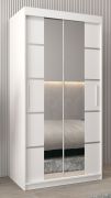 Armoire à portes coulissantes Jan 01D avec miroir | Blanc mat | 200 x 100 x 62 cm