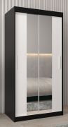 Armoire penderie à portes coulissantes avec miroir Bisaurin 1B | Noir / Blanc mat | 200 x 100 x 62 cm