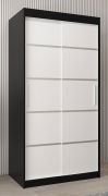 Armoire à portes coulissantes Jan 01A | Noir / Blanc mat | 200 x 100 x 62 cm | Design moderne et gain de place