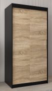 Armoire à portes coulissantes Bisaurin 1A | Noir & Chêne de Sonoma | 200 x 100 x 62 cm | Design moderne
