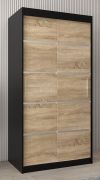 Armoire portes coulissantes Jan 01A | Noir & Chêne Sonoma | 200 x 100 x 62 cm | Design moderne