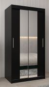 Penderie Bisaurin 1B avec miroir | Portes coulissantes | Noir | 200 x 100 x 62 cm