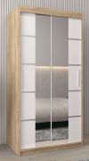 Armoire à portes coulissantes Jan 01D avec miroir | Chêne Sonoma & Blanc mat | 200 x 100 x 62 cm