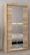 Armoire portes coulissantes avec miroir | Chêne Sonoma | 200 x 100 x 62 cm | Design moderne
