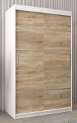 Armoire à portes coulissantes Jan 02A | Blanc mat & chêne Sonoma | 200 x 120 x 62 cm