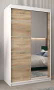 Armoire portes coulissantes avec miroir | Blanc mat & Chêne Sonoma | 200 x 120 x 62 cm | Jan 02B