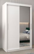 Armoire penderie à portes coulissantes avec miroir | Blanc mat | 200 x 120 x 62 cm | Design moderne