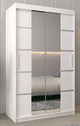 Armoire penderie Jan 02D avec miroir | Portes coulissantes | Blanc mat | 200 x 120 x 62 cm