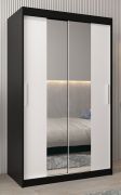 Armoire à portes coulissantes Bisaurin 2B avec miroir | Noir / Blanc mat | 200 x 120 x 62 cm