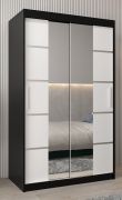Armoire penderie Jan 02D avec miroir | Noir / Blanc mat | 200 x 120 x 62 cm | Design moderne
