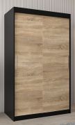 Armoire penderie à portes coulissantes Bisaurin 2A | Noir & Chêne Sonoma | 200 x 120 x 62 cm