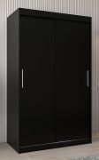 Armoire penderie noire avec portes coulissantes | Design moderne | 200 x 120 x 62 cm | Bisaurin 2A