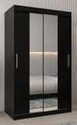 Armoire à portes coulissantes Bisaurin 2B avec miroir | Noir | 200 x 120 x 62 cm