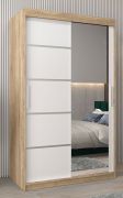 Armoire portes coulissantes avec miroir | Jan 02B | Chêne Sonoma & Blanc mat | 200 x 120 x 62 cm