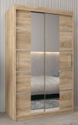Armoire à portes coulissantes Jan 02D avec miroir | Espace optimisé | Chêne Sonoma | 200 x 120 x 62 cm