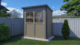 Abri de jardin Ense 01 avec plancher, Cabane de jardin, Gris beige / Anthracite, abri de jardin en éléments, surface au sol : 2,08 m², toit à une pente