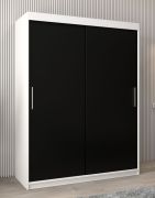 Armoire penderie à portes coulissantes Bisaurin 3A | Blanc mat / Noir | 200 x 150 x 62 cm