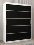 Armoire à portes coulissantes Jan 03A | Noir / Blanc mat | 200 x 150 x 62 cm | Design moderne