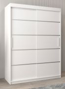 Armoire à portes coulissantes Jan 03A | Blanc mat | 200 x 150 x 62 cm | Rangement moderne gain de place