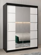Penderie portes coulissantes avec miroir | Noir/Blanc mat | 200 x 150 x 62 cm | Design moderne